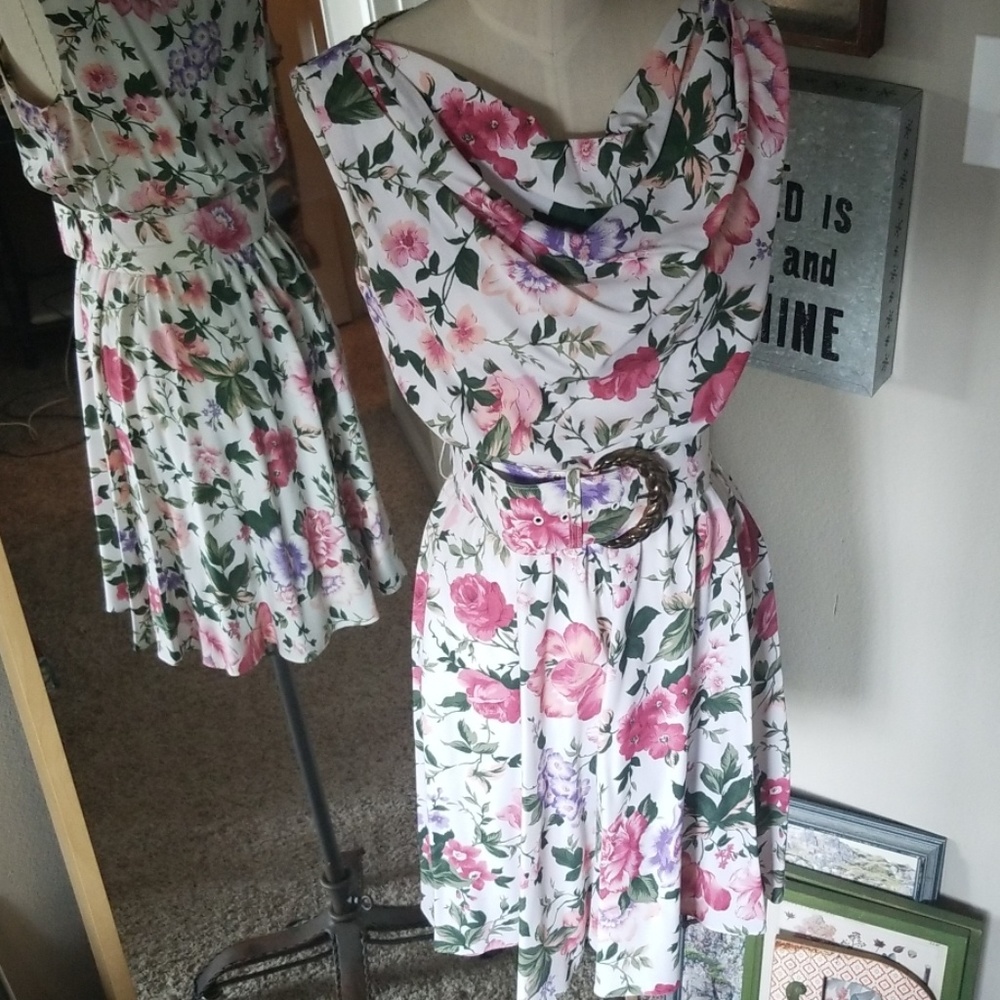 Vintage Dawn Joy Fashions White Floral Dress